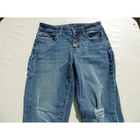 Maurices Jeans Womens Size 4 Skinny Leg Stretch Distressed Mid Rise midWash - Picture 5 of 7